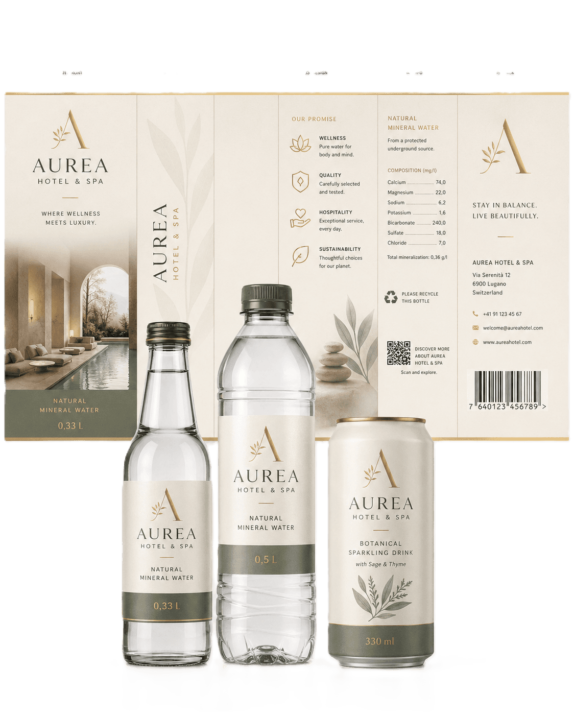 Elegantes Hospitality-Getränkedesign für Hotel und Spa